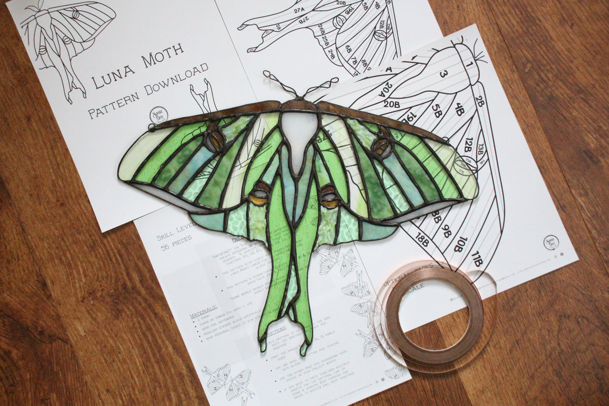 Free Stained Glass Pattern 2235-Luna Moth-P2235