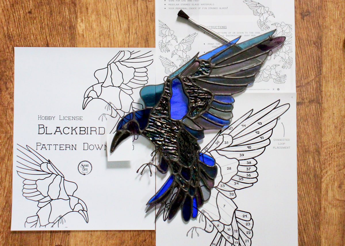 Stained Glass Pattern: Blackbird pdf – Snake Bite Creations