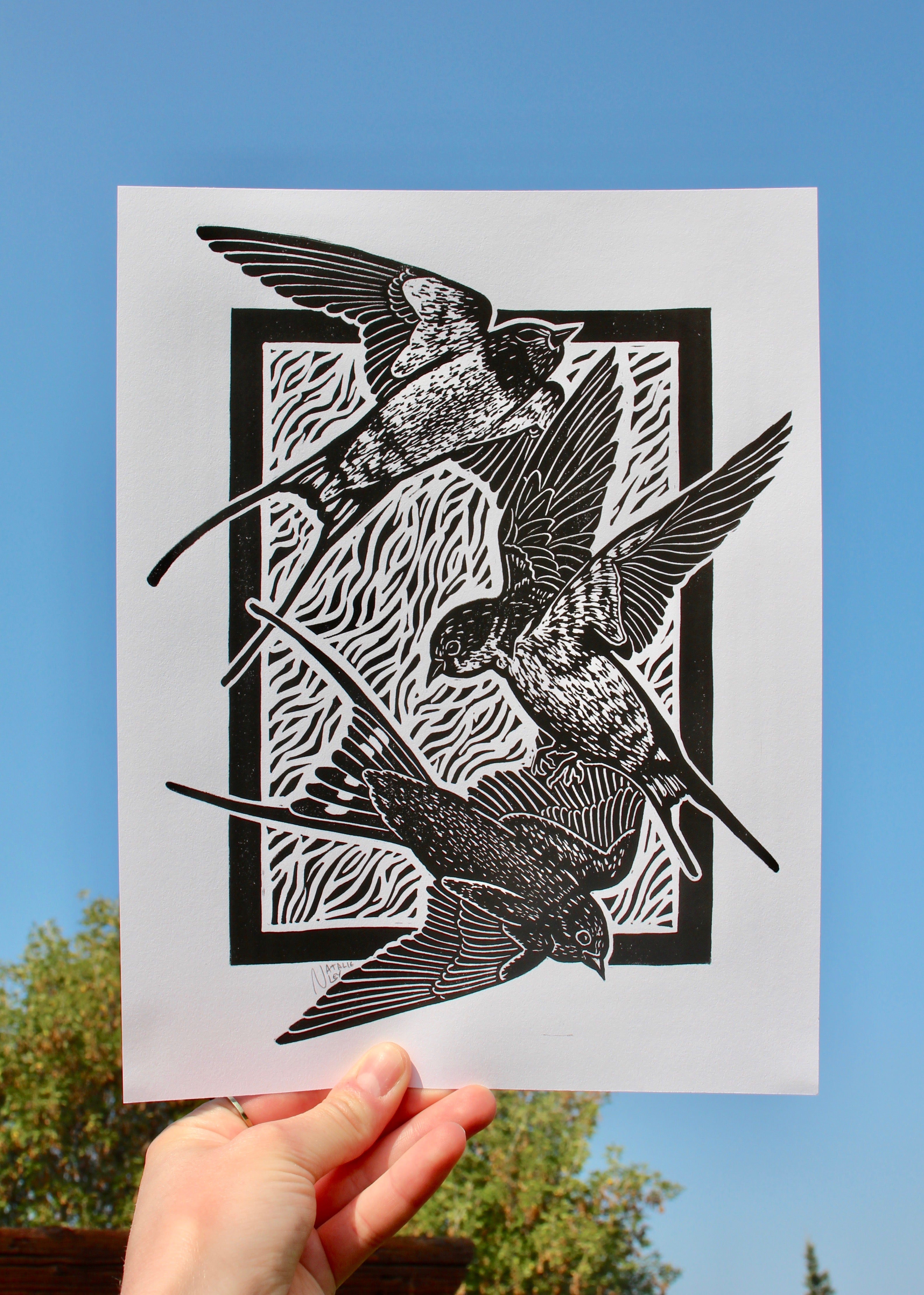 'Three Swallows' hand print