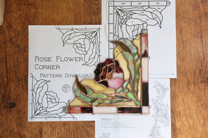 Stained Glass Pattern: Rose Flower Corner pdf