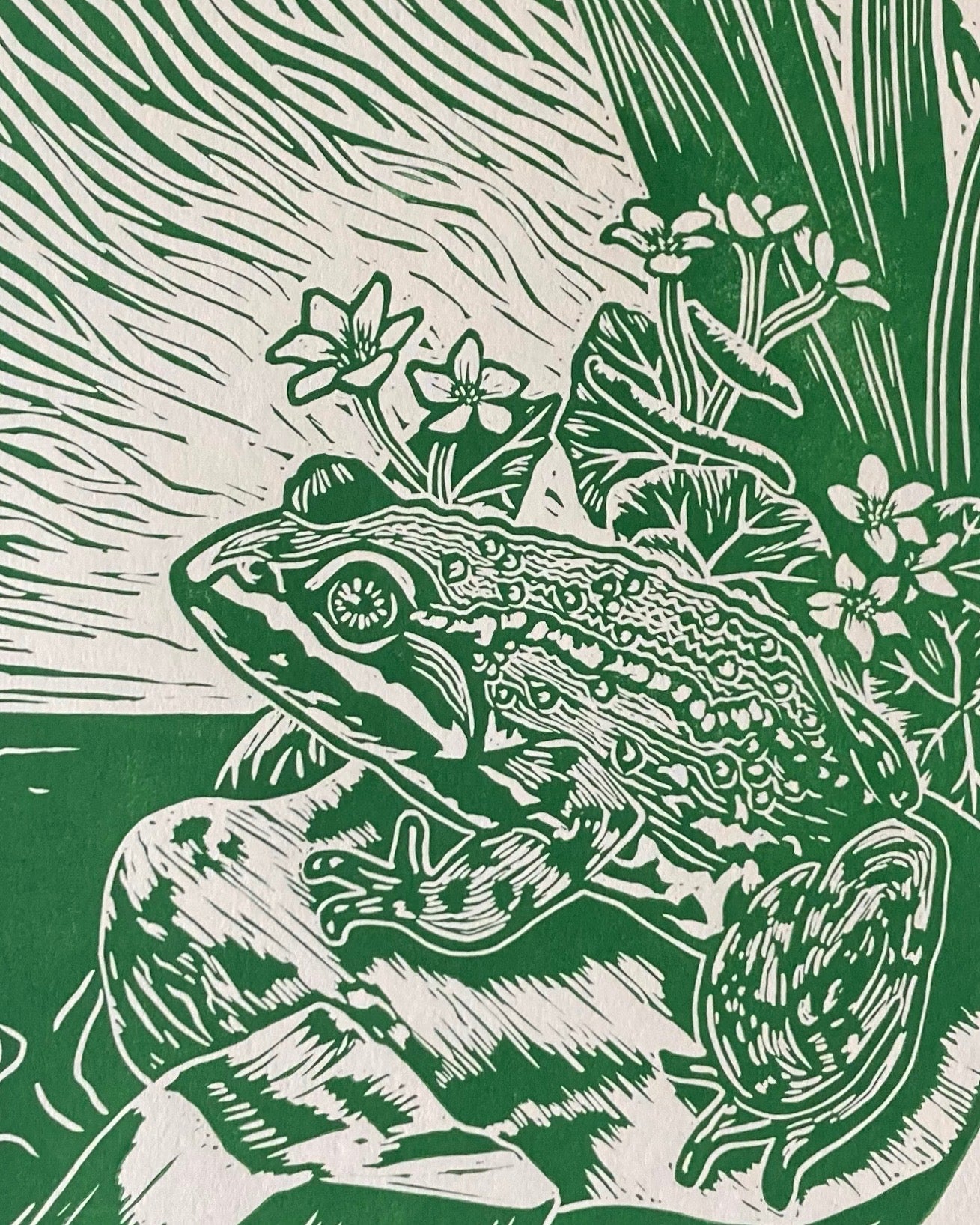 'Columbia Spotted Frog' lino print