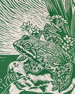 'Columbia Spotted Frog' lino print