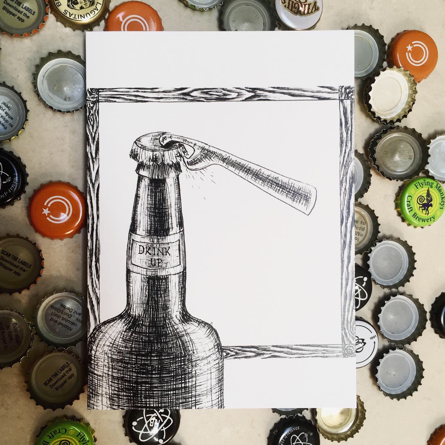 Beer Bottle and Cap Card