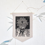 Load image into Gallery viewer, wall hanging with a mystical cup hand printed block
