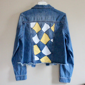 Painted Denim Jacket: Wavy Checkerboard
