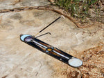 Load image into Gallery viewer, stained glass incense holder diy: with a moon, sun, and central eye
