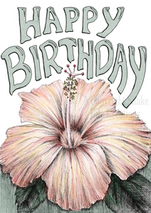 'Happy Birthday' Hibiscus Card