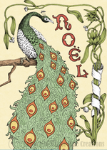 Load image into Gallery viewer, &#39;Noel&#39; Peacock Card

