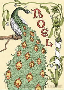 'Noel' Peacock Card